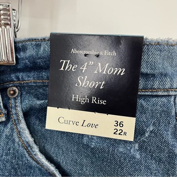 NWT A&F 22 PLUS 4” Mom Short Curve Love Dark 36/22 high rise 0853 - Picture 3 of 12